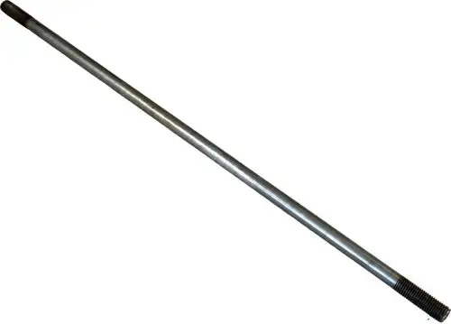 Langgestreckte Metallstange mit einem durchgehenden, glatten Ende und einem gewindeten Ende. Hergestellt von Wolf. Geeignet für diverse Anwendungen.